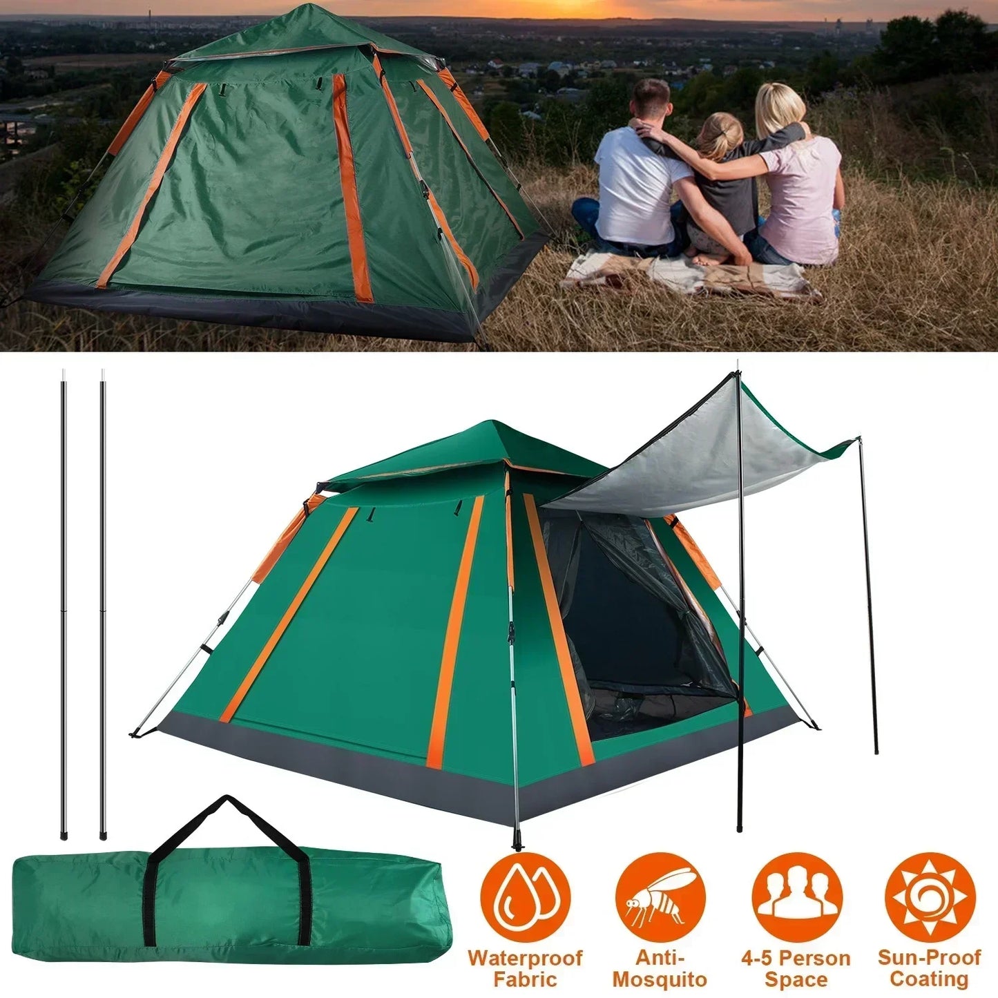 Auto Quick-Opening Outdoor Camping Tent Portable Rainproof Shelter