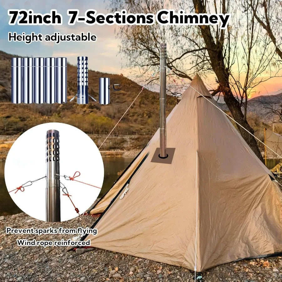 Portable Folding Wood Burning Stove For Camping With Spark Arrestor