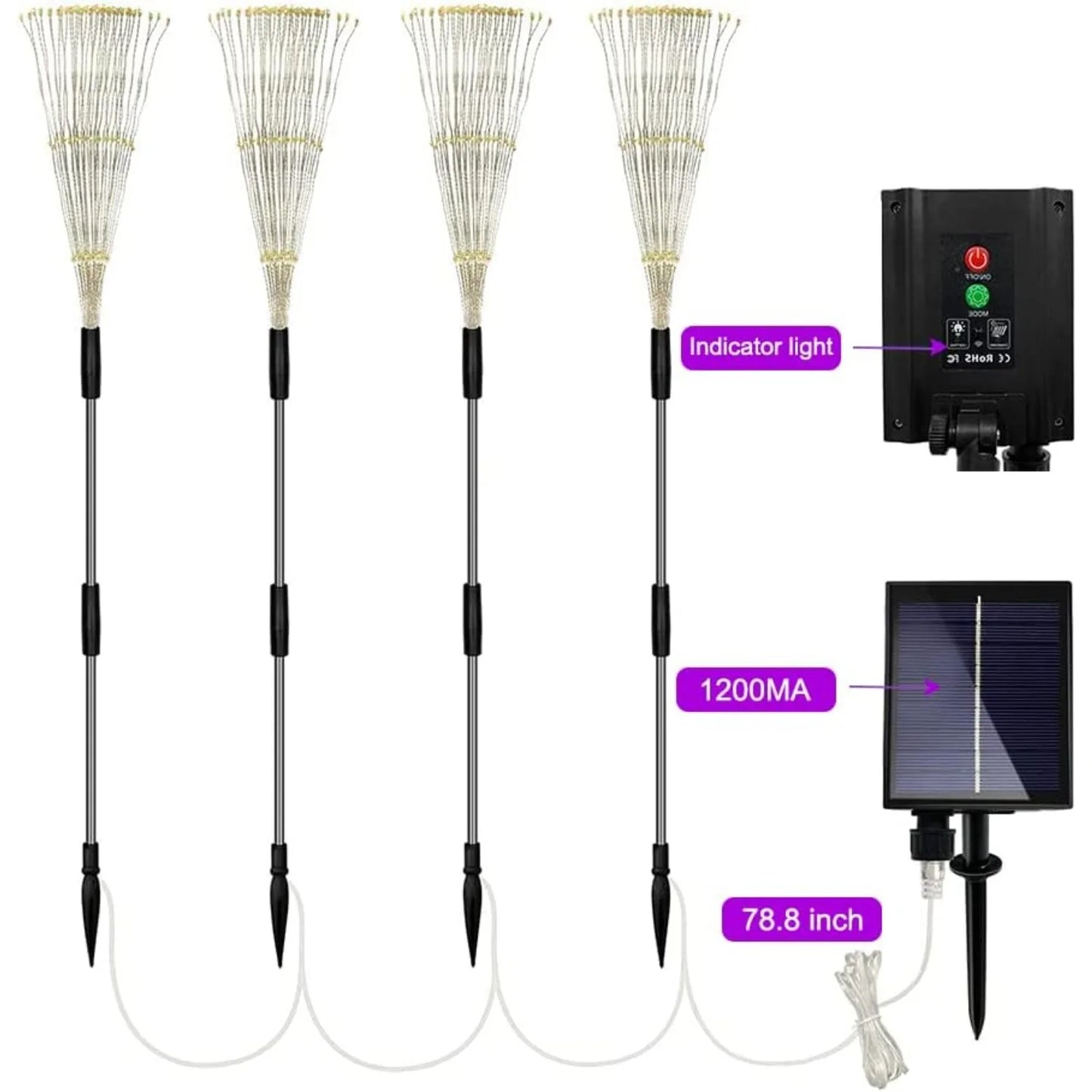 Solar Firework String Lights for Outdoor Christmas Party Decor