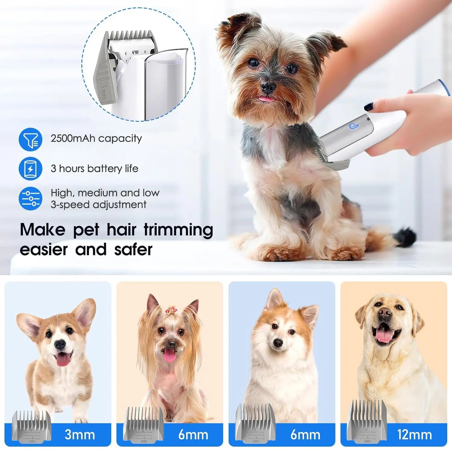 Professional Pet Grooming Vacuum with 5 Grooming Tools for Dogs Cats