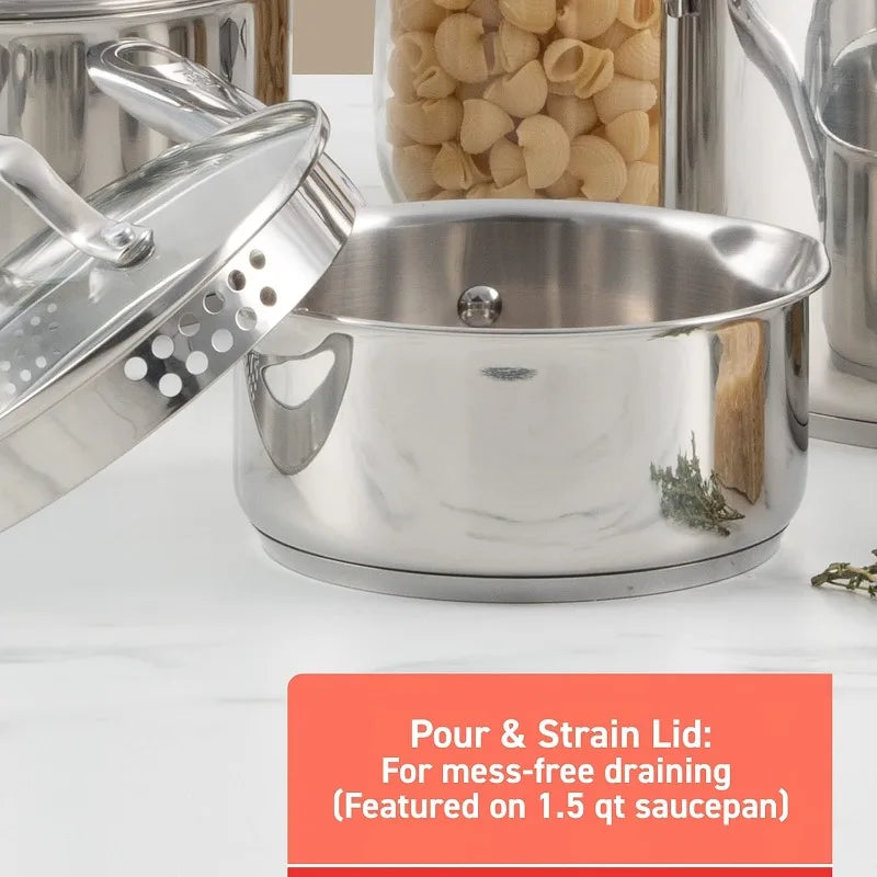 T-fal Gourmet Stainless Steel Cookware Set for Versatile Cooking