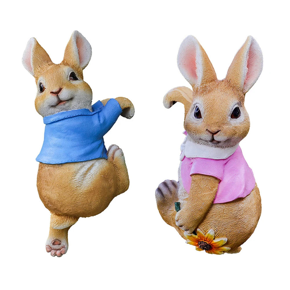 Cute Rabbit Animal Figurine Garden Supplies Resin Decoration