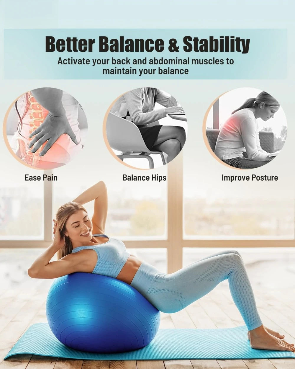Yoga Ball Workout Stability Ball for Core Strength and Balance