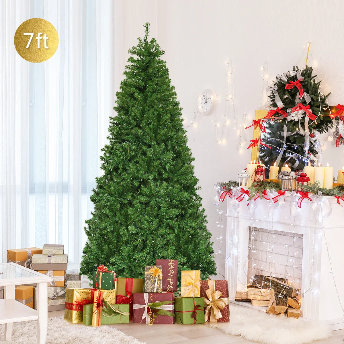 Superluxurious Hinged Pre Lit Artificial Christmas Tree With Extravagant Illumination