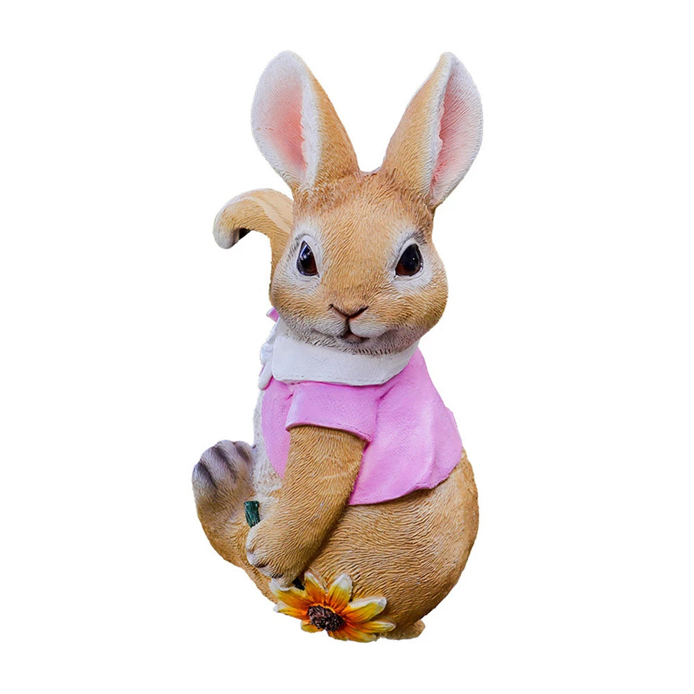 Cute Rabbit Animal Figurine Garden Supplies Resin Decoration