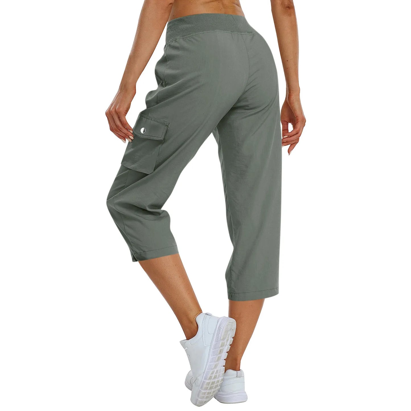 Hip Hop Style Women's Cargo Capris With Drawstring Waist