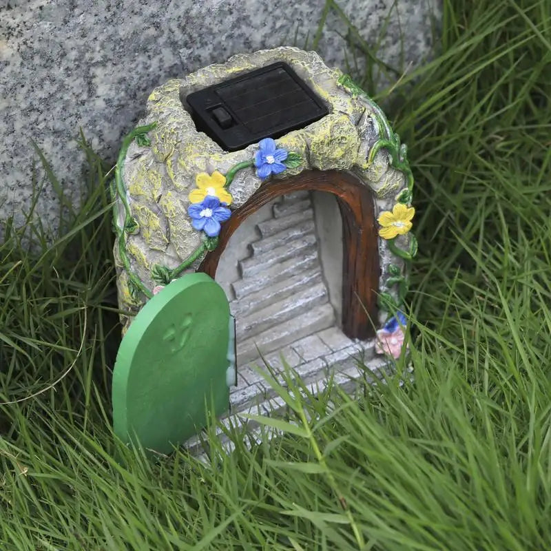 Garden Fairy Door Statue Solar Garden Statue Outdoor Fairy Gate