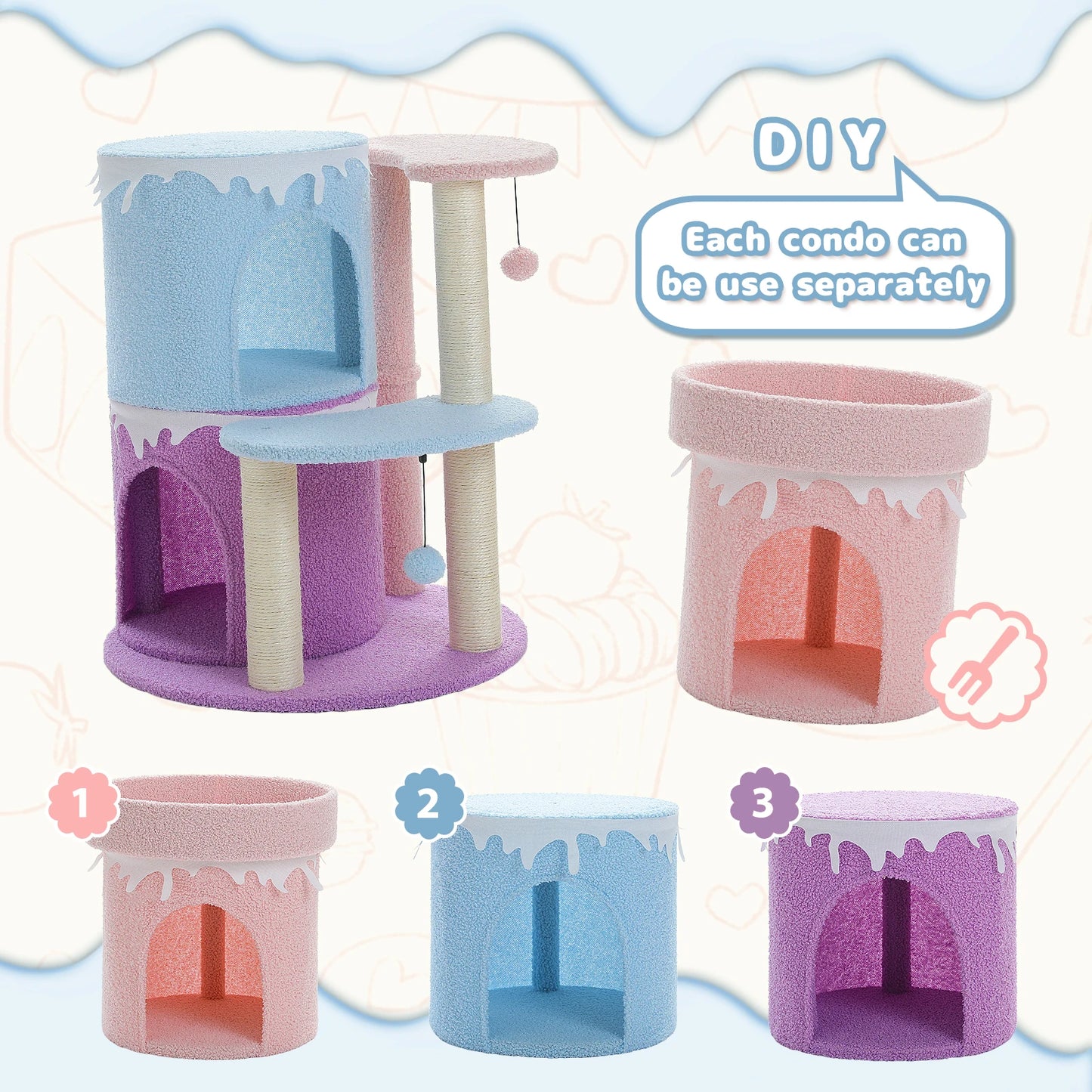 PAWZ Road Multi Level Cat Tree Tower With Perch Indoor