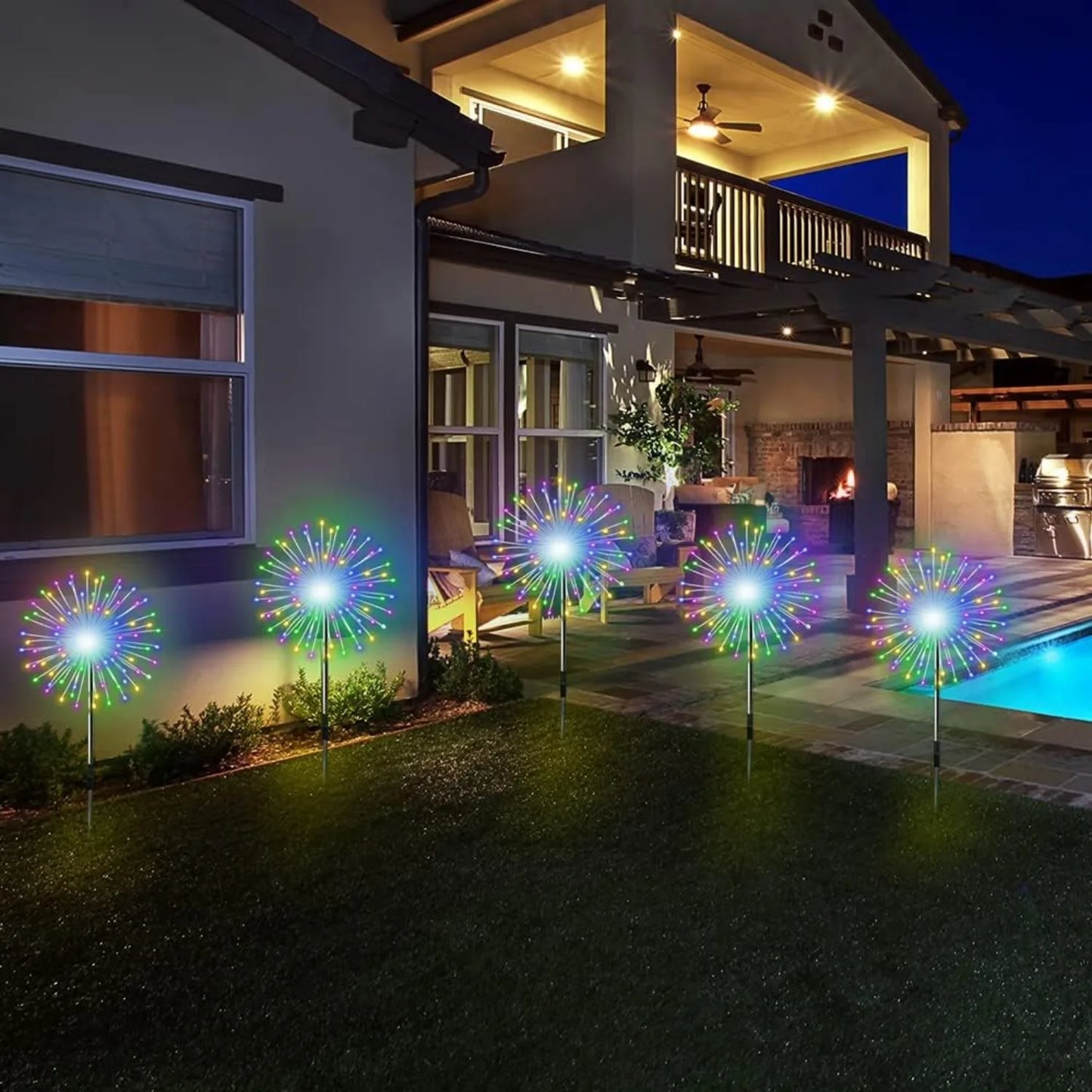 Solar Firework String Lights for Outdoor Christmas Party Decor