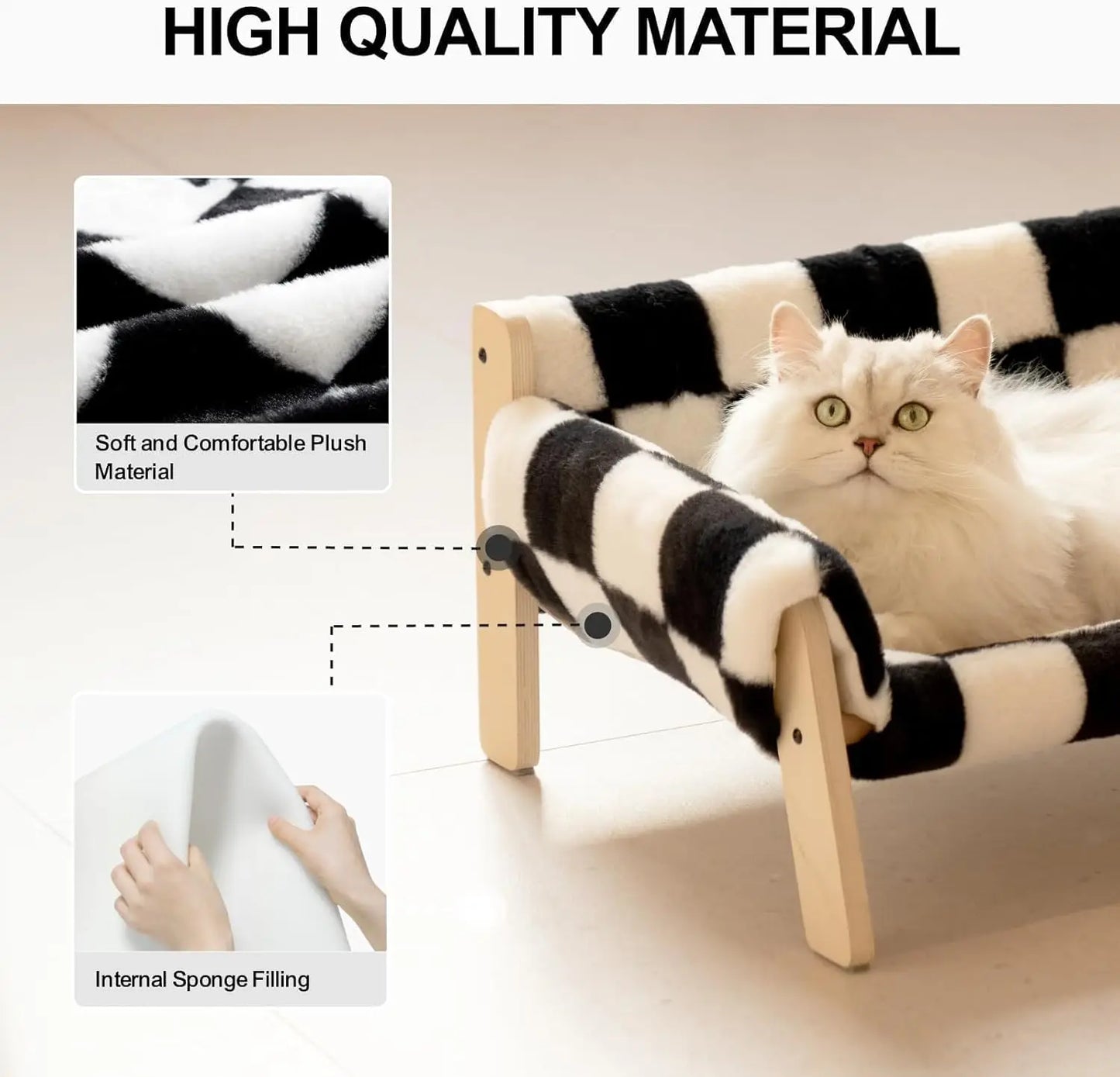Mewoofun Elevated Cat Couch Bed with Removable Mattress Cover