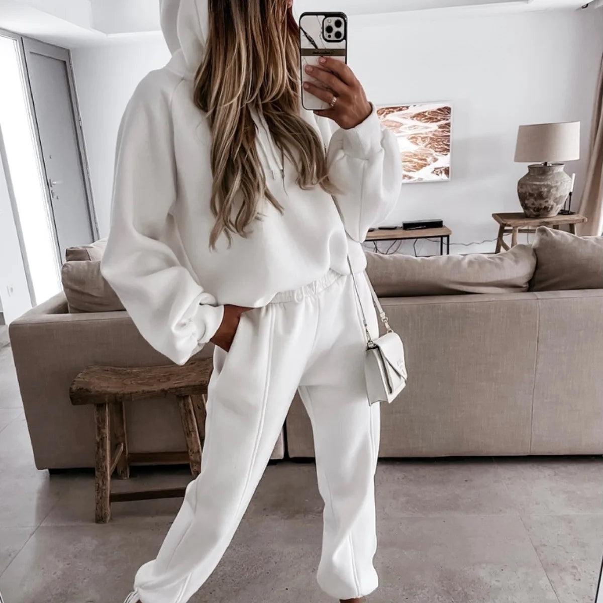 Two Piece Set Casual Fleece Tracksuit Women's Sets Long Sleeve Hoodie