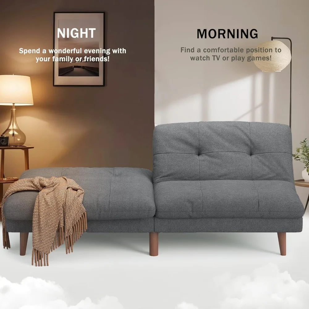 Modern Futon Sofa Bed With Adjustable Back For Small Homes