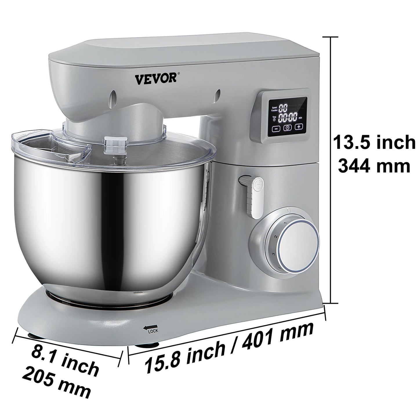 VEVOR 5.5/7L Electric Stand Mixer with 6 Speeds LCD Screen