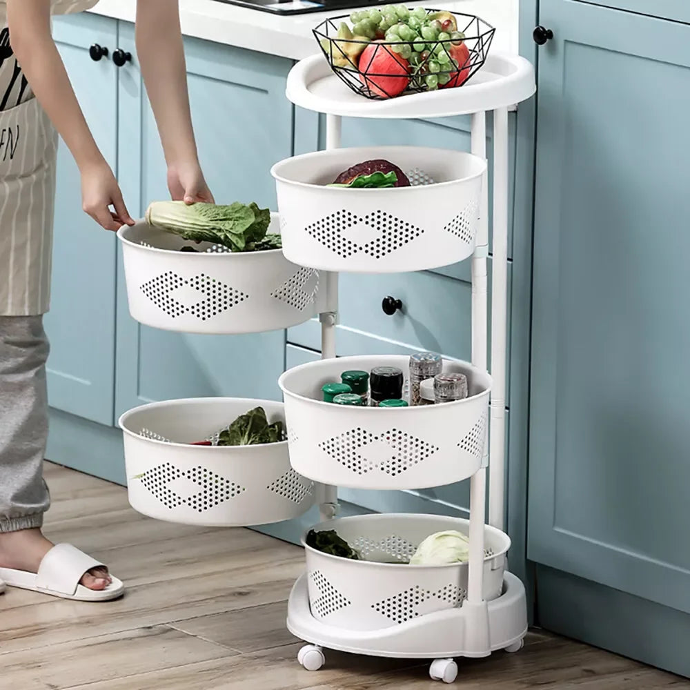 Rotating Kitchen Organizer Rack for Fruits and Vegetables