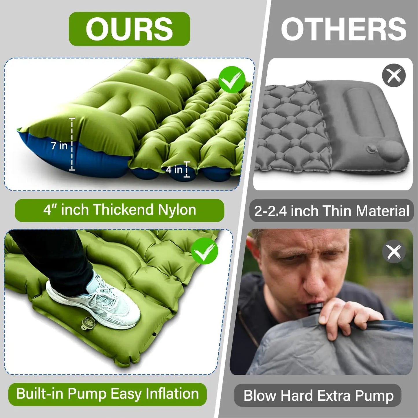 WestTune Double Sleeping Pad With Built In Pillow Pump