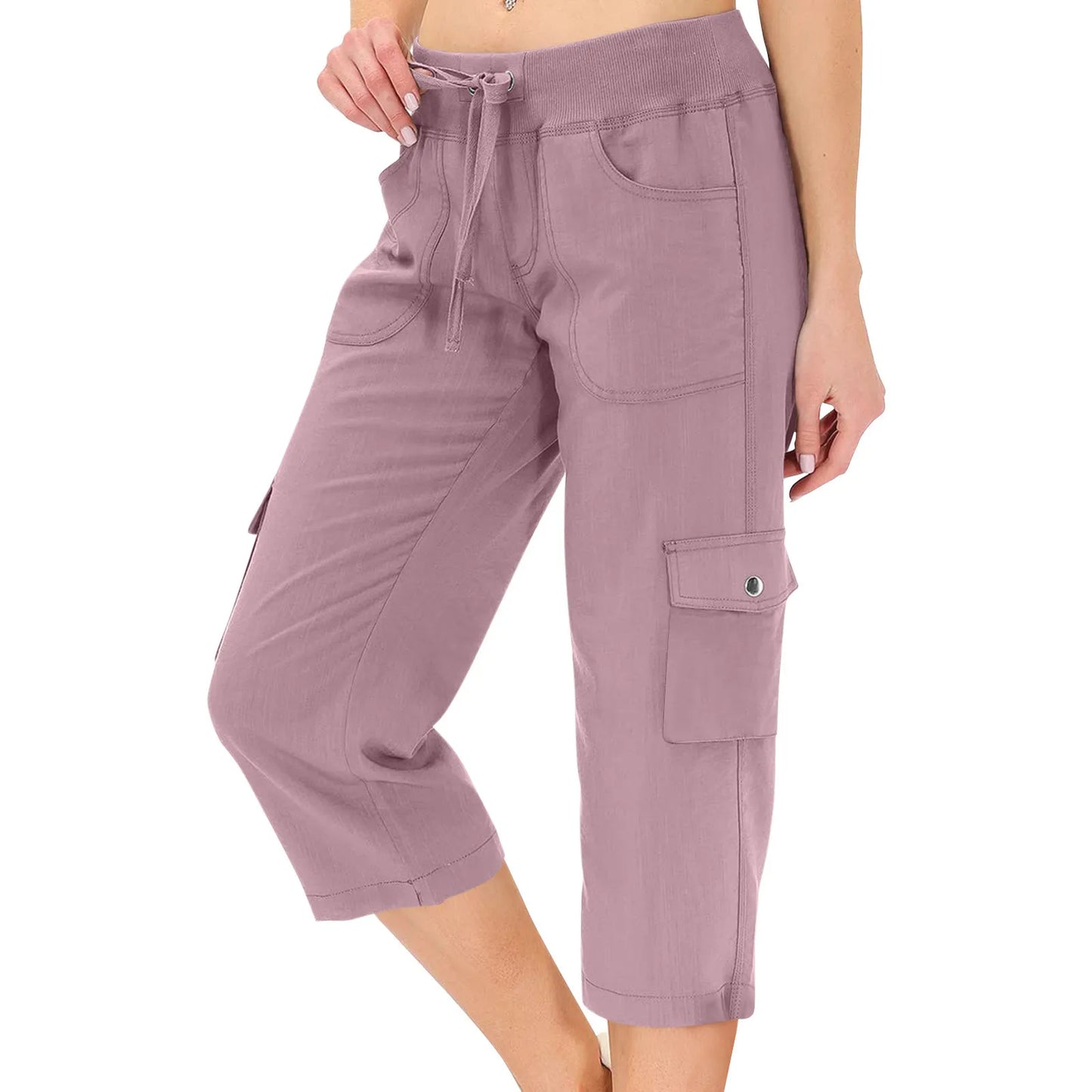 Hip Hop Style Women's Cargo Capris With Drawstring Waist
