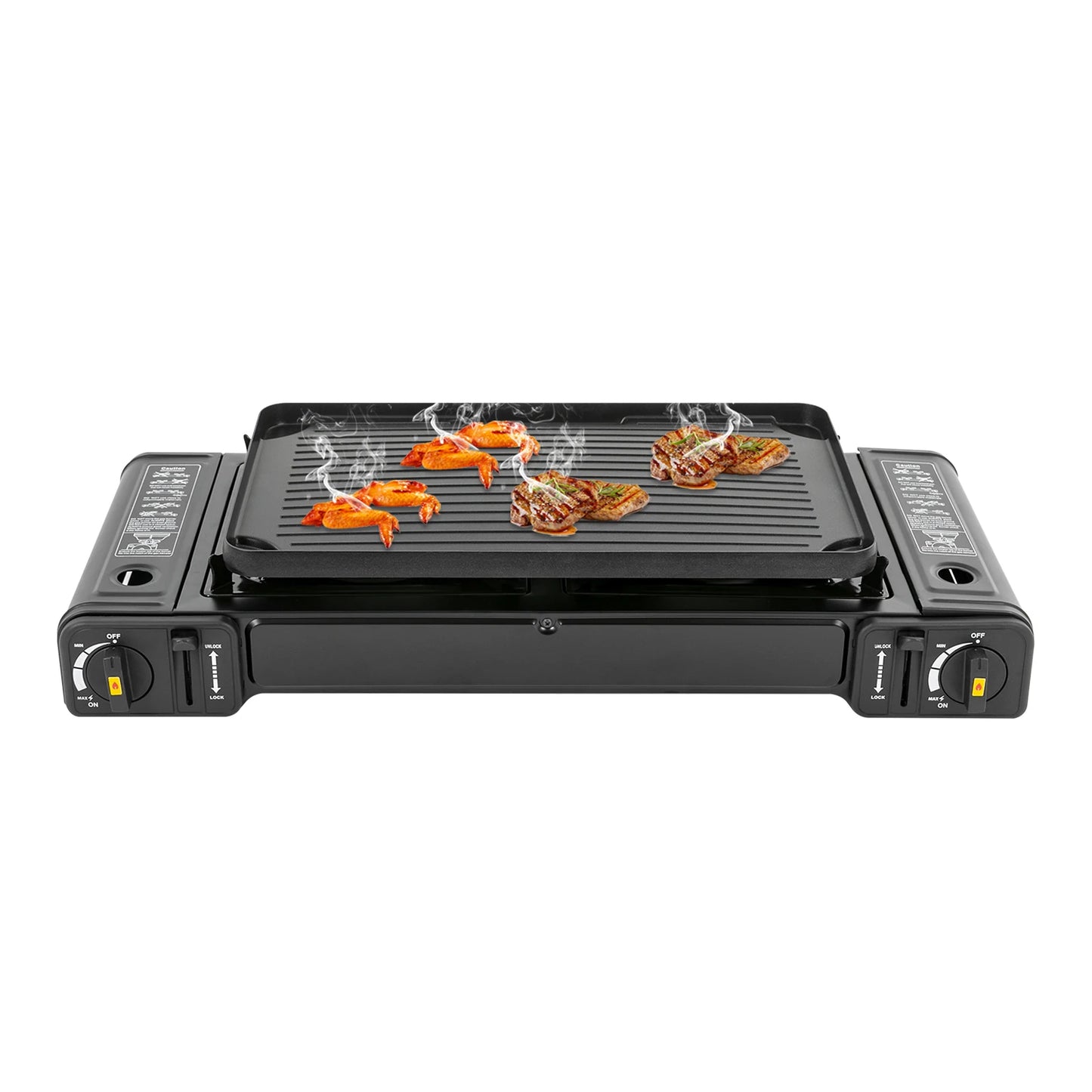 Double Head Barbecue Gas Stove with Baking Tray Home Outdoor