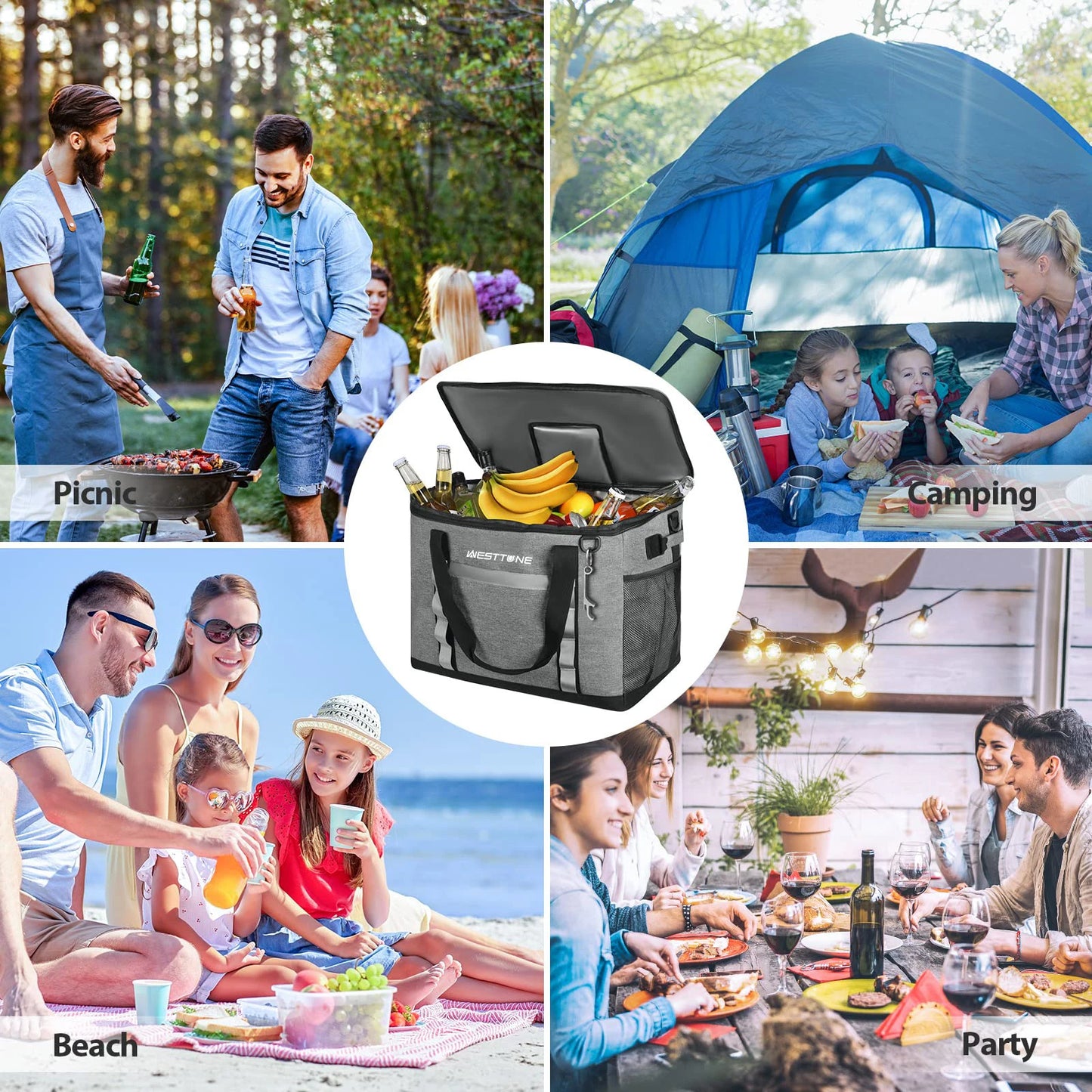 Westtune Portable Soft Cooler Bag for Travel and Camping