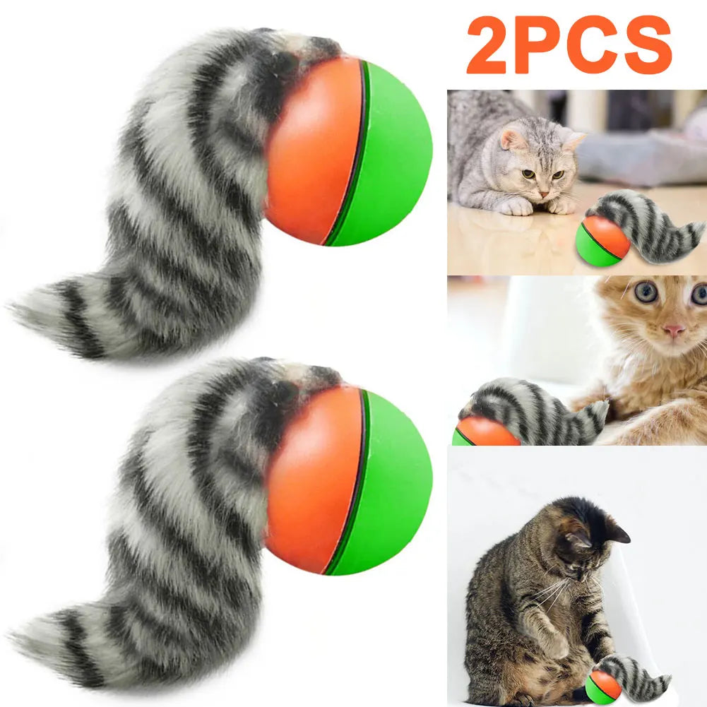2PC/1PC Cat Interactive Ball Toys Automatic Rolling Rechargeable