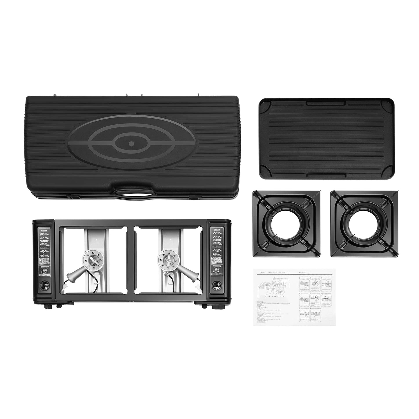 Two Burner Butane Camping Stove Kit With Baking Pan Case