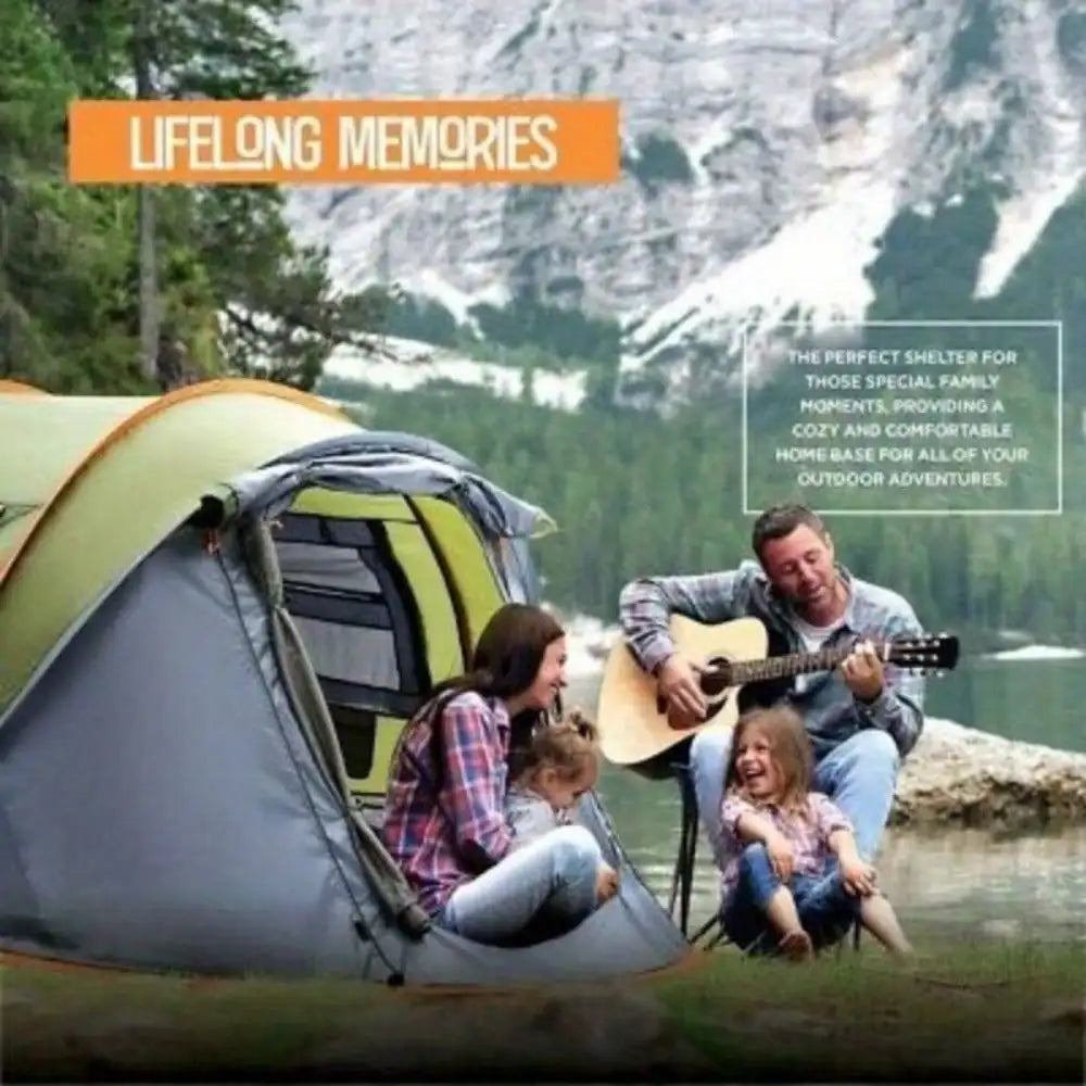 Easy Pop Up Camping Tent for Four with Dual Doors