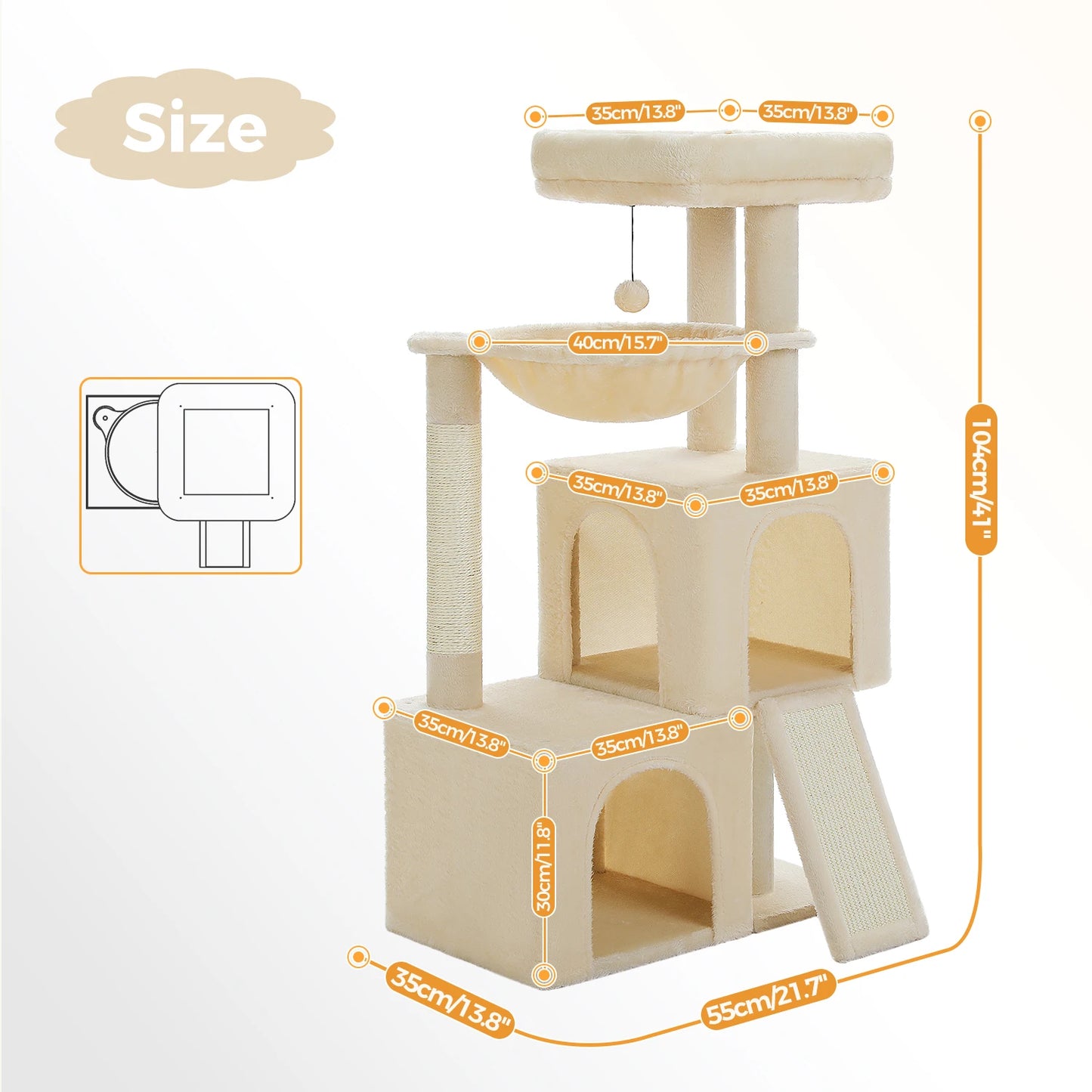 Multi Level Indoor Cat Tree Tower With Spacious Condos