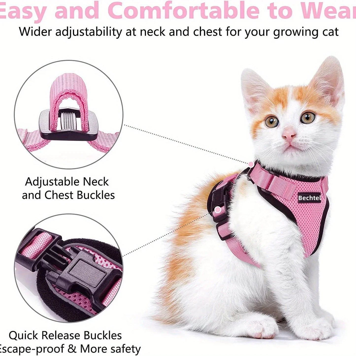 Non-Slip Adjustable Cat Leash and Vest Carrier System