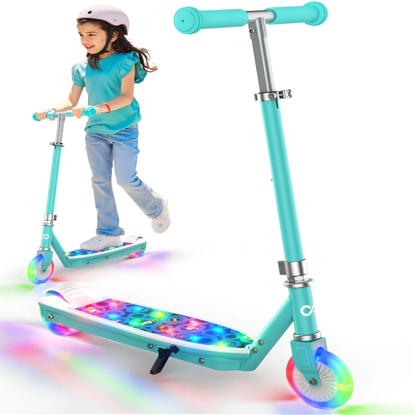Kids Electric Scooter With LED Wheels And Adjustable Height