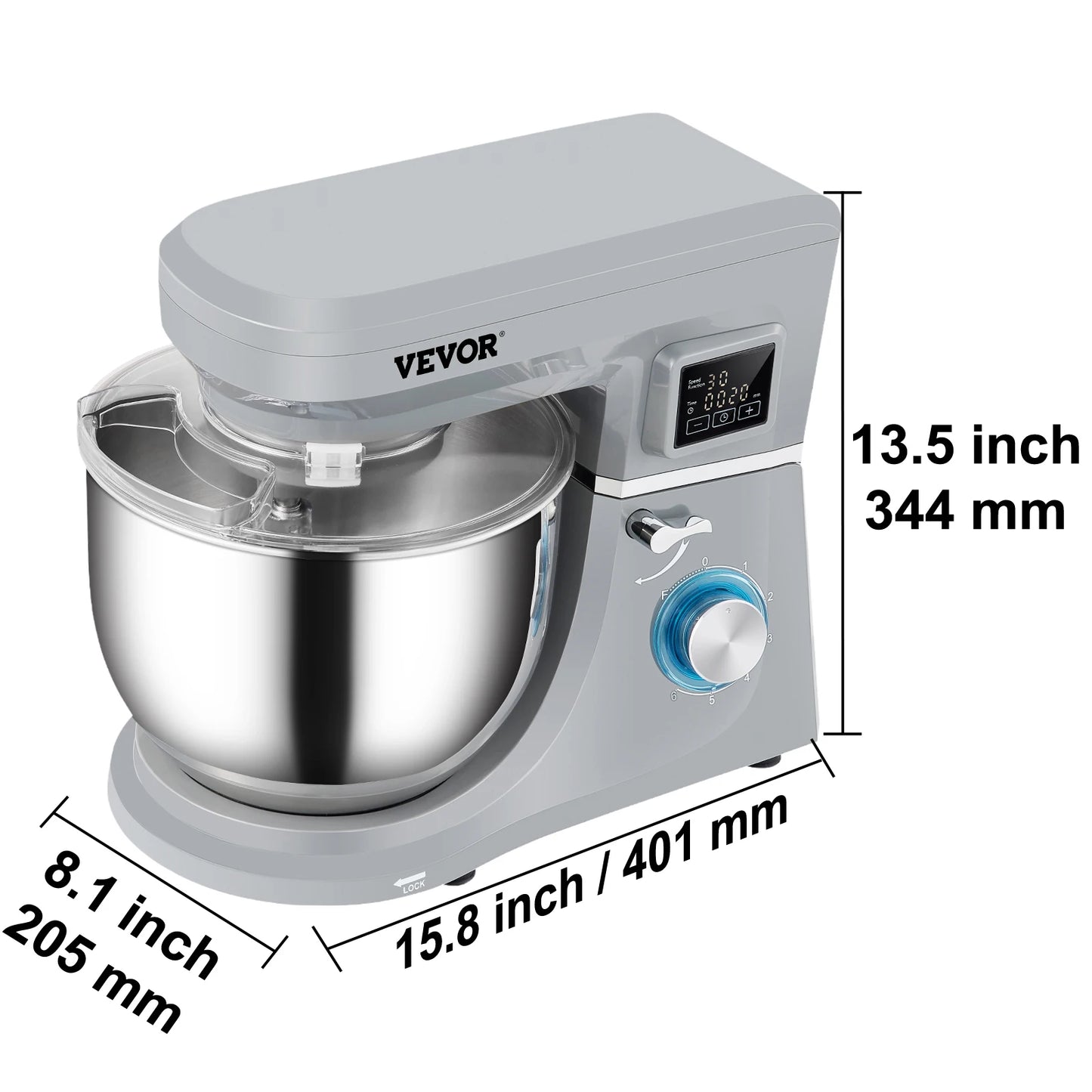 VEVOR 5.5/7L Electric Stand Mixer with 6 Speeds LCD Screen