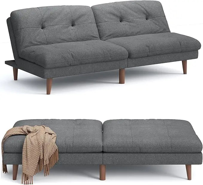 Modern Futon Sofa Bed With Adjustable Back For Small Homes