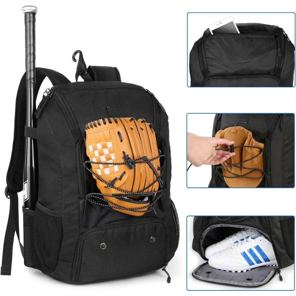 Baseball Backpack Bat Bag Shoes Compartment  Adult Lightweight