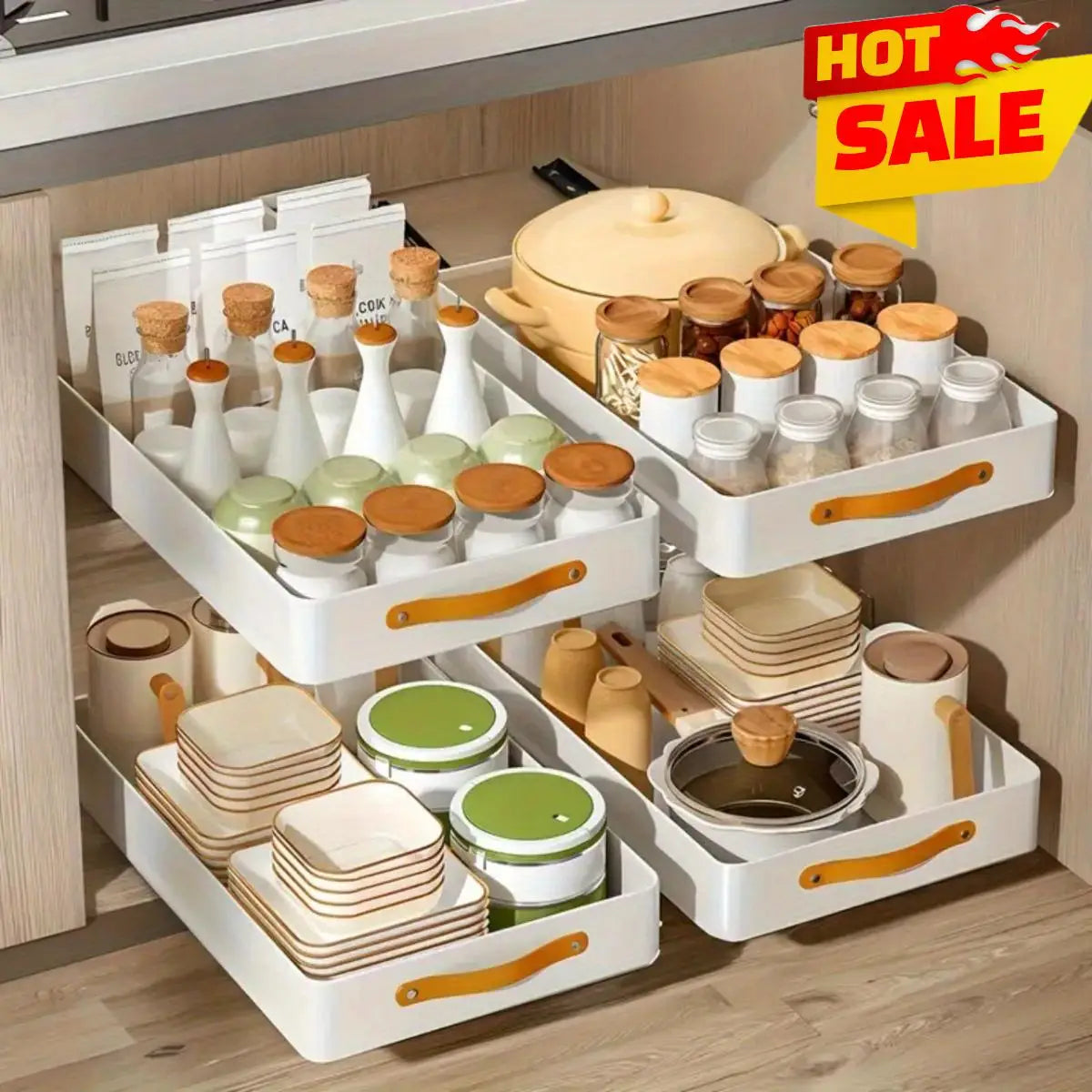 Pull out Cabinet Organizer Fixed with Adhesive Nano Film