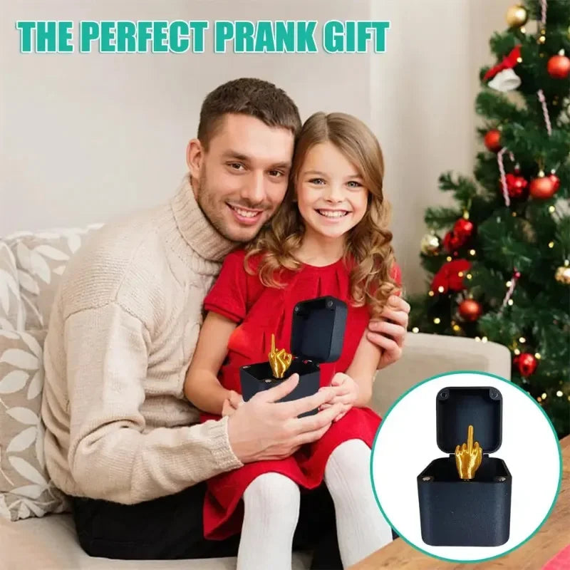 Christmas Prank Gift Box With Middle Finger Office Decor