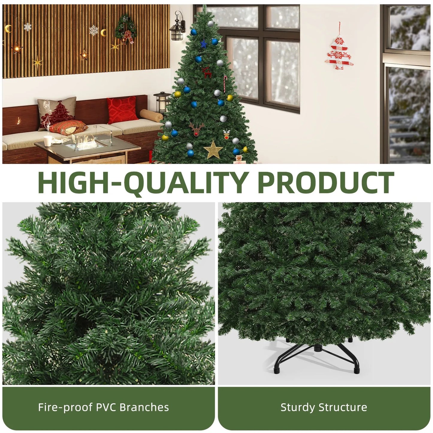 Artificial-Grade Pine-Like Christmas Tree With Durable-Hinges And Foldable-Base Pro