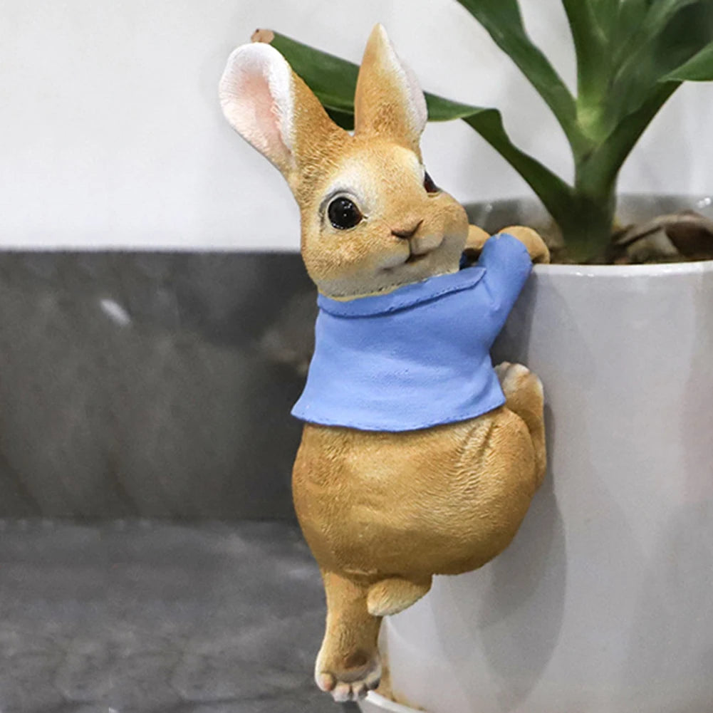 Cute Rabbit Animal Figurine Garden Supplies Resin Decoration