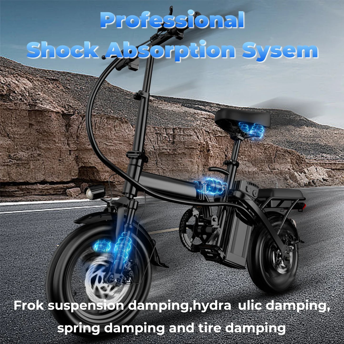Lelekuai 500W Folding Electric Bike Removable Battery