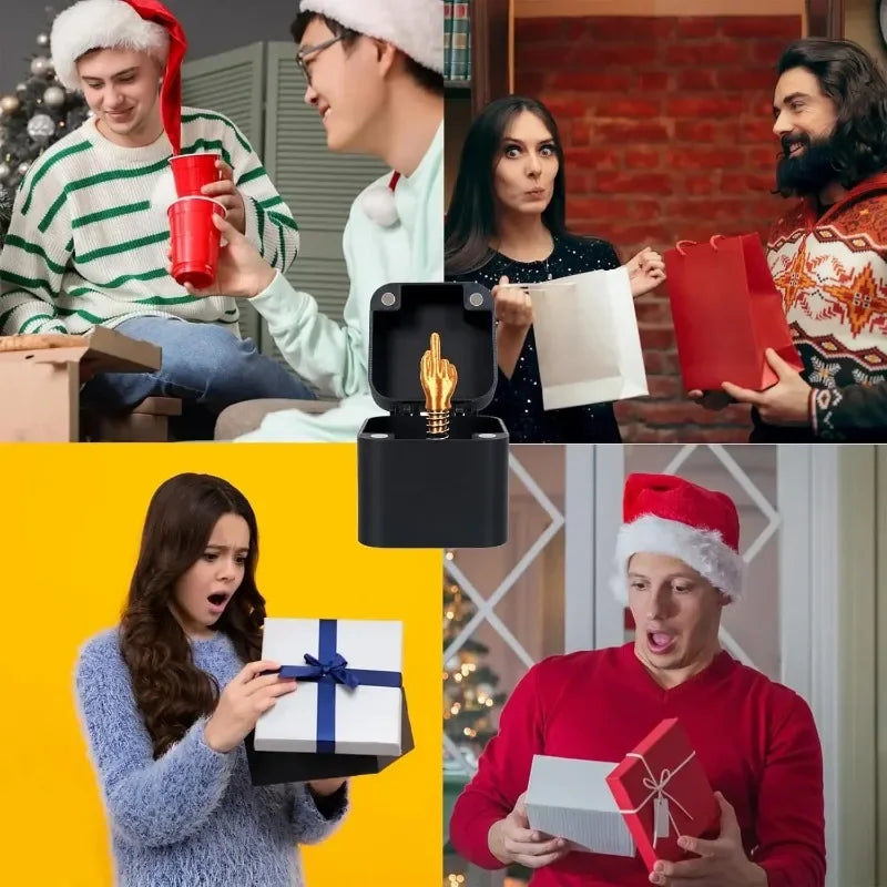 Christmas Prank Gift Box With Middle Finger Office Decor