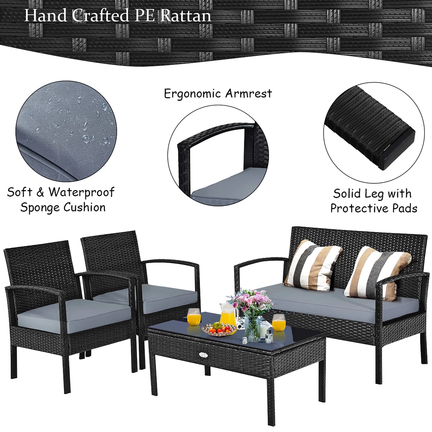 Patio Rattan Furniture Set for Relaxing Garden Deck Moments