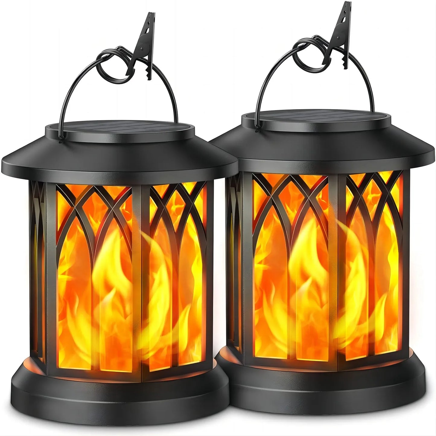 Upgraded Solar Lanterns with Flickering Flame for Outdoor Ambiance