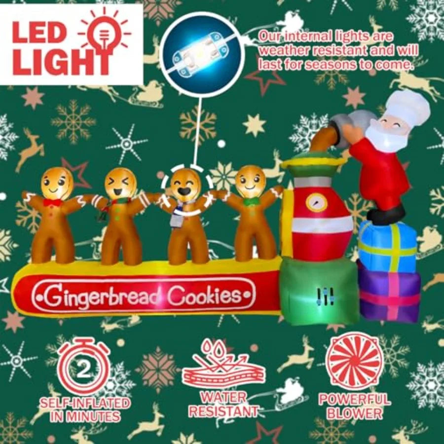 Inflatable Christmas Gingerbread Cookies Decoration With LED Lights