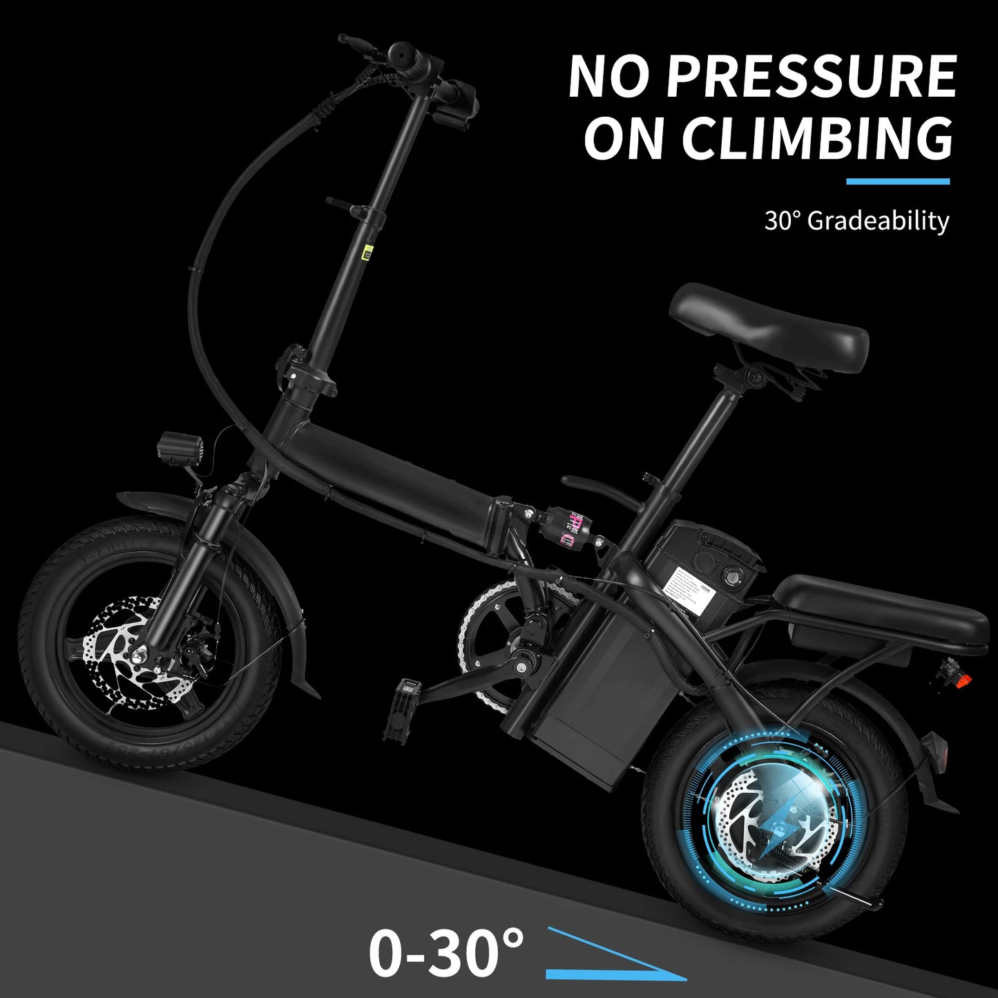 Foldable Electric Bicycle with Dual Disc Brakes and Basket