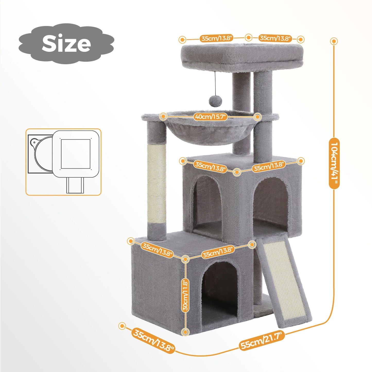 Multi Level Indoor Cat Tree Tower With Spacious Condos