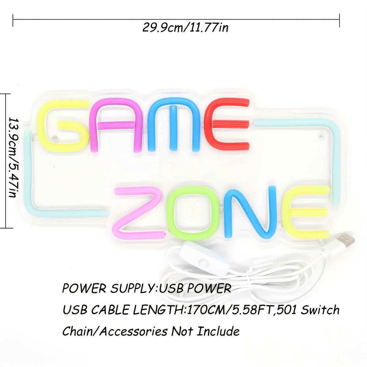 Game Zone Neon LED Sign Wall Decor for Gamers