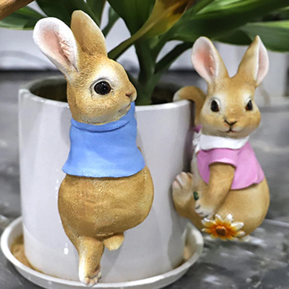 Cute Rabbit Animal Figurine Garden Supplies Resin Decoration