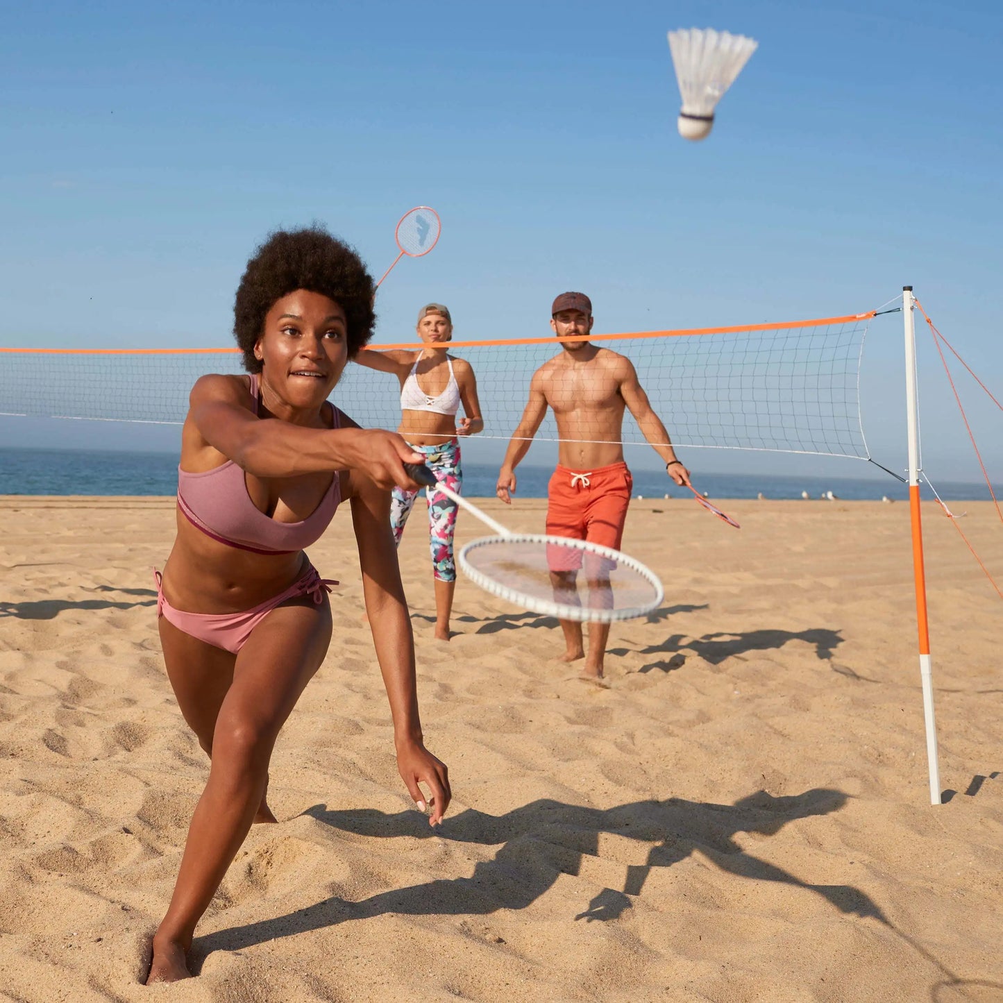 Badminton Starter Set With Net Rackets And Stakes Outdoor