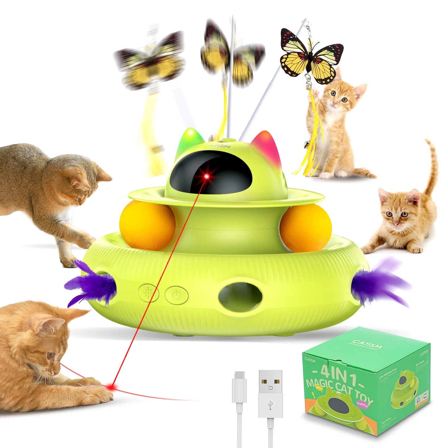 KM25 Magic Box Cat Teaser,  Yellow-green