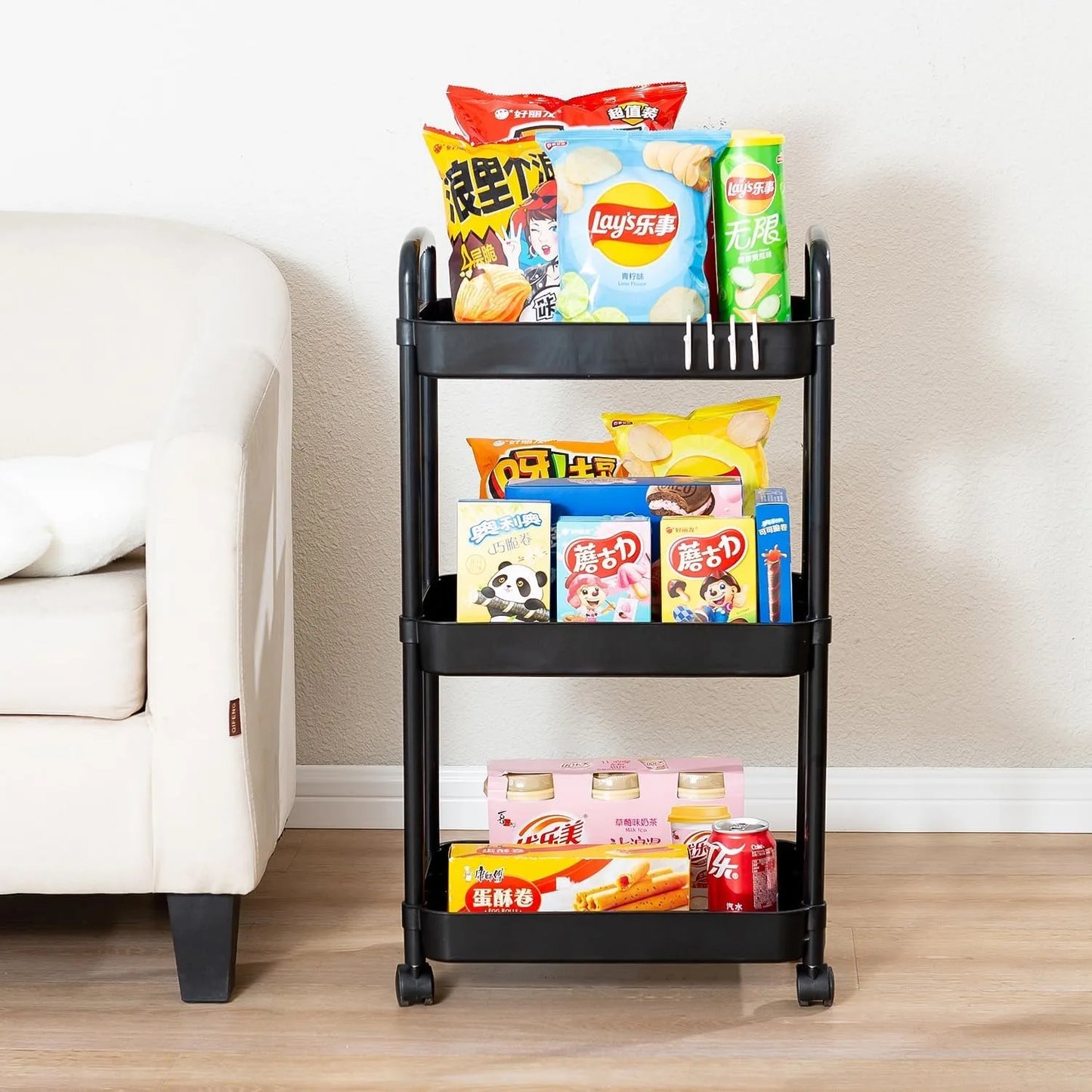 3 Tier Rolling Storage Cart For Home And Office Use