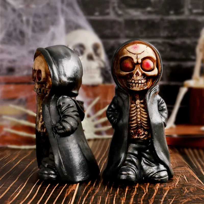 Halloween Skeleton Figurine Resin Statue Cape Decor