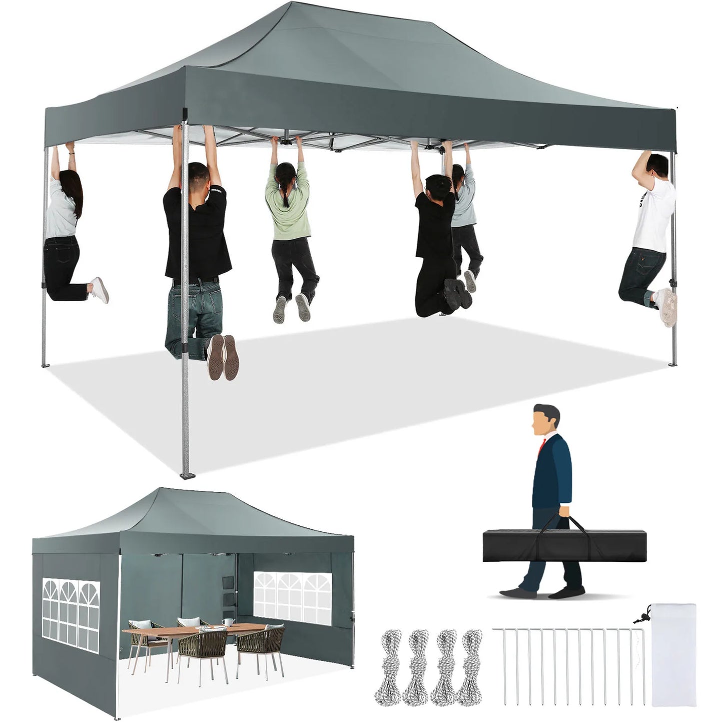 Heavy Duty Pop Up Canopy Tent with Sidewalls for Events