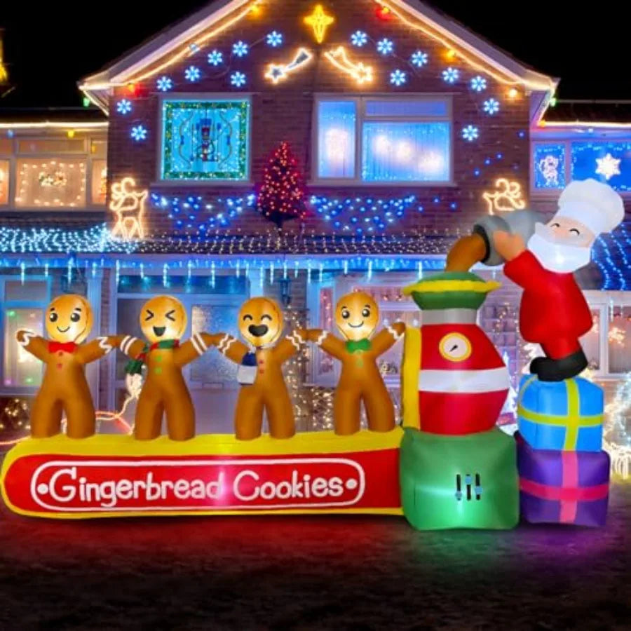 Inflatable Christmas Gingerbread Cookies Decoration With LED Lights